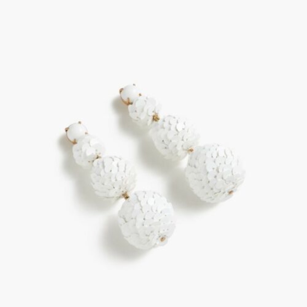 NWT J.Crew White Sequin ball-drop EARRINGS